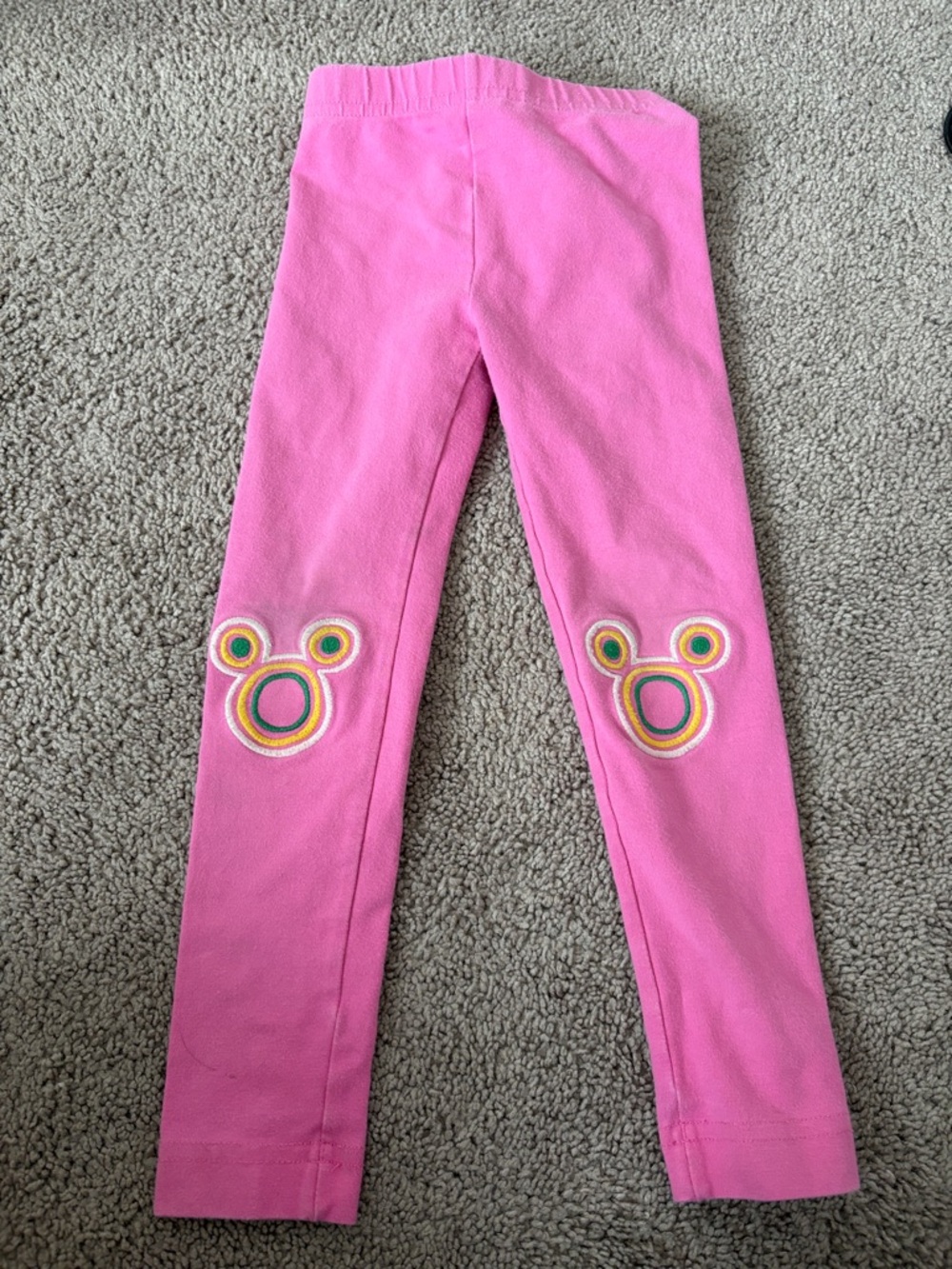 Girls' Pink Stretch Leggings with Mickey Knee Patches